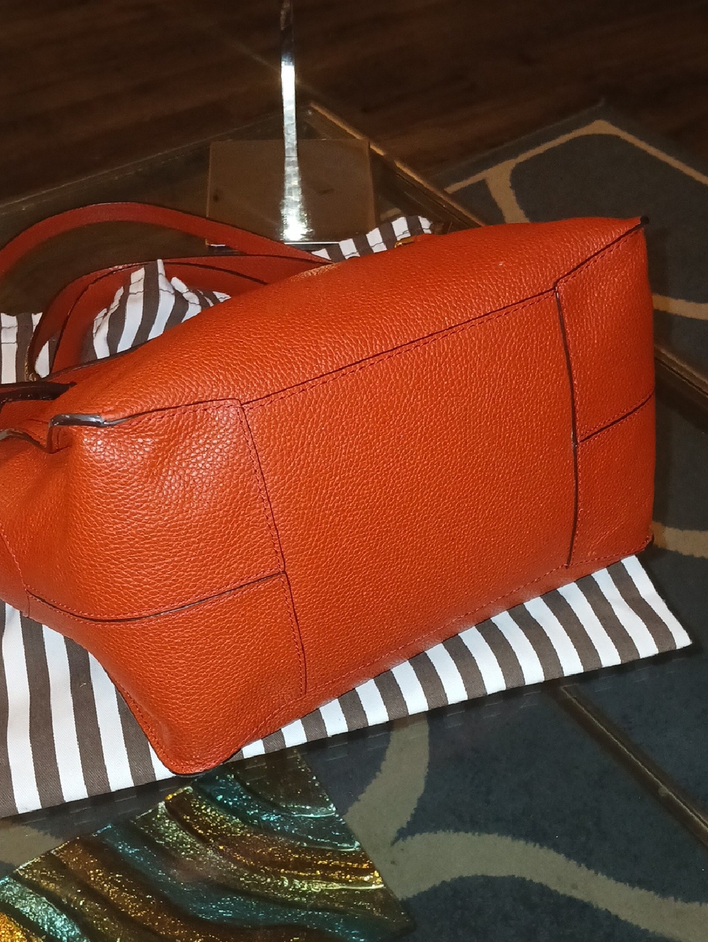 Henri Bendel Sabrina Satchel In Reddish Orange leather satchel - Picture 6 of 10